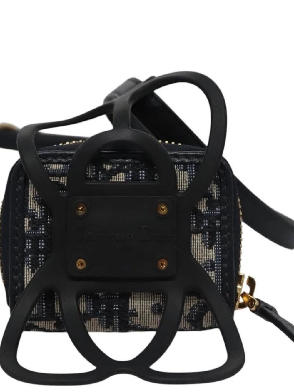 Christian Dior Trotter Canvas Oblique Phone Holder Airpods Case Navy Auth - Picture 3 of 15